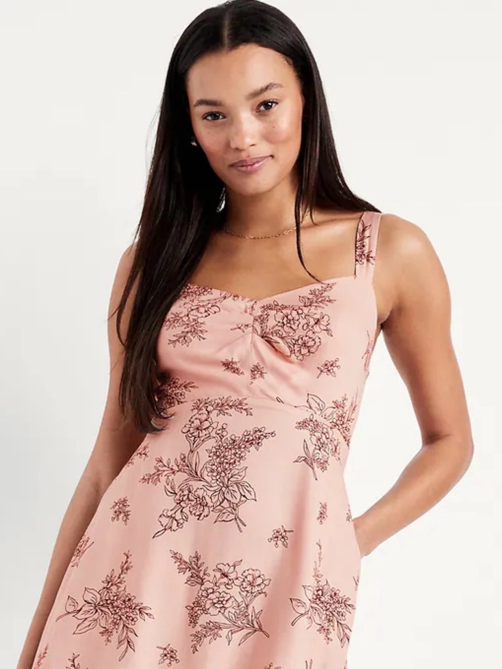 Old Navy Pink Floral Sundress with Smocked Top